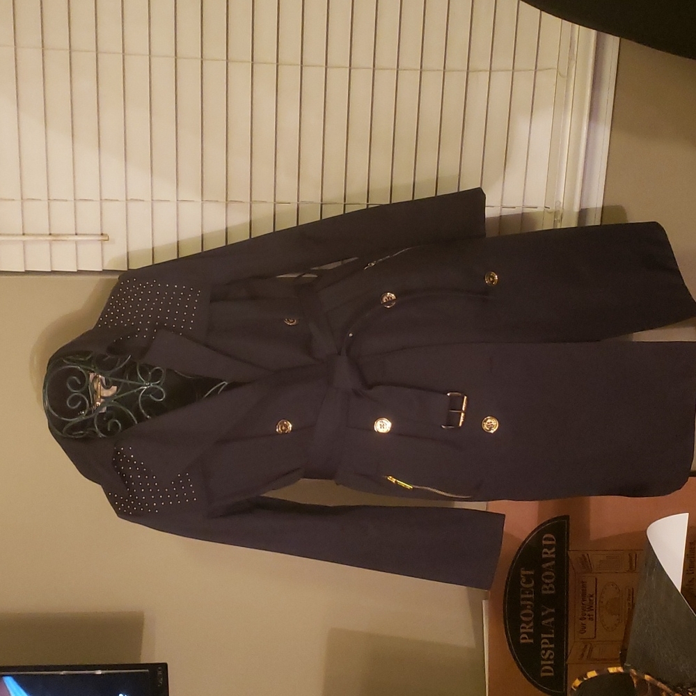 Micheal Michael Kors navy studded trench coat